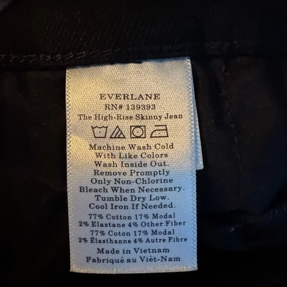Everlane Womens The High Rise Skinny Jean  Size 34 Ankle Black Classic Modal - Picture 6 of 7